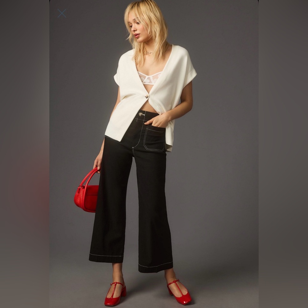 Maeve Colette Contrast Stitch Cropped 29 NWT